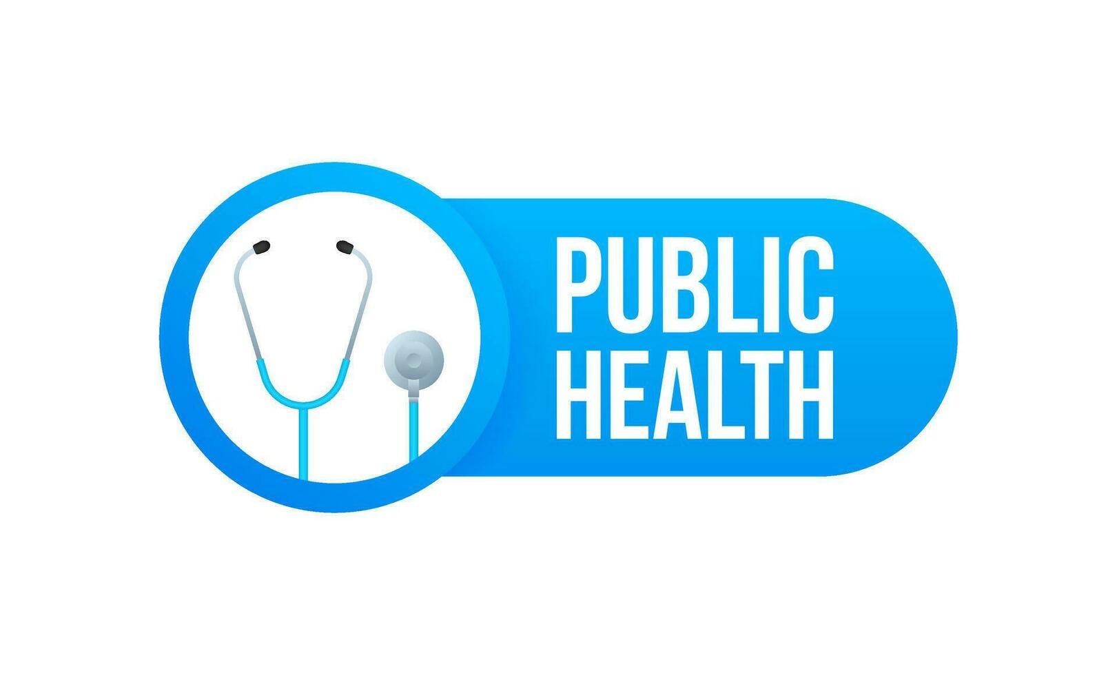 Öffentlichkeit Gesundheit. Abzeichen mit Stethoskop Symbol. eben Vektor Illustration auf Weiß Hintergrund.
