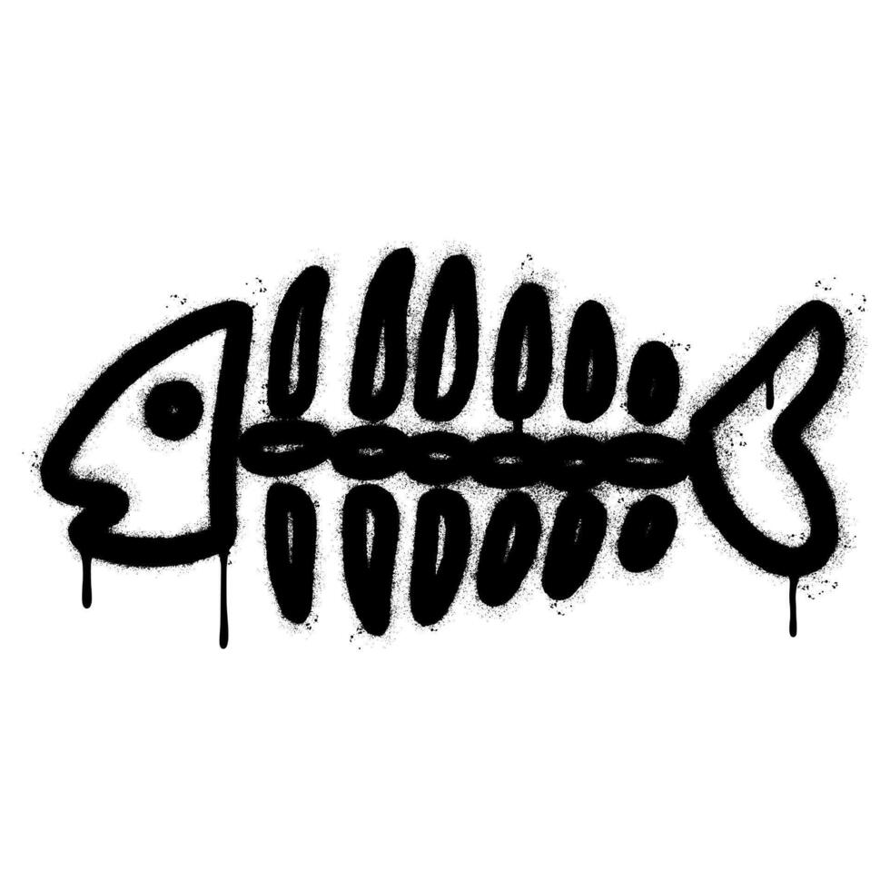 sprühen gemalt Graffiti Fisch Knochen Symbol gesprüht isoliert mit ein Weiß Hintergrund. vektor