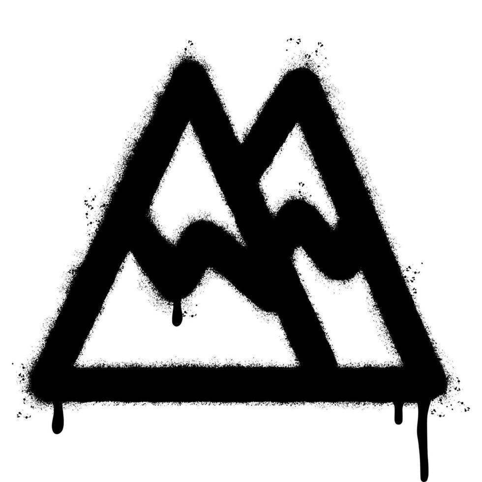 sprühen gemalt Graffiti Berg Symbol gesprüht isoliert mit ein Weiß Hintergrund. Graffiti Vulkan mit Über sprühen im schwarz Über Weiß. vektor