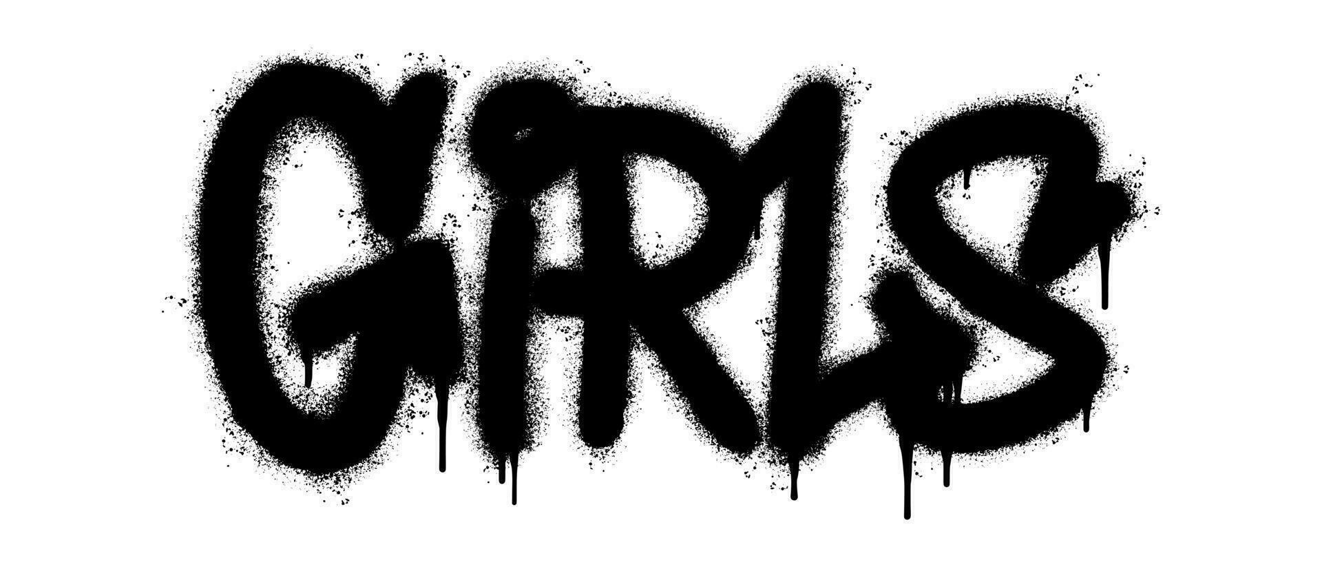 sprühen gemalt Graffiti Mädchen Wort gesprüht isoliert mit ein Weiß Hintergrund. Graffiti Schriftart Mädchen mit Über sprühen im schwarz Über Weiß. vektor