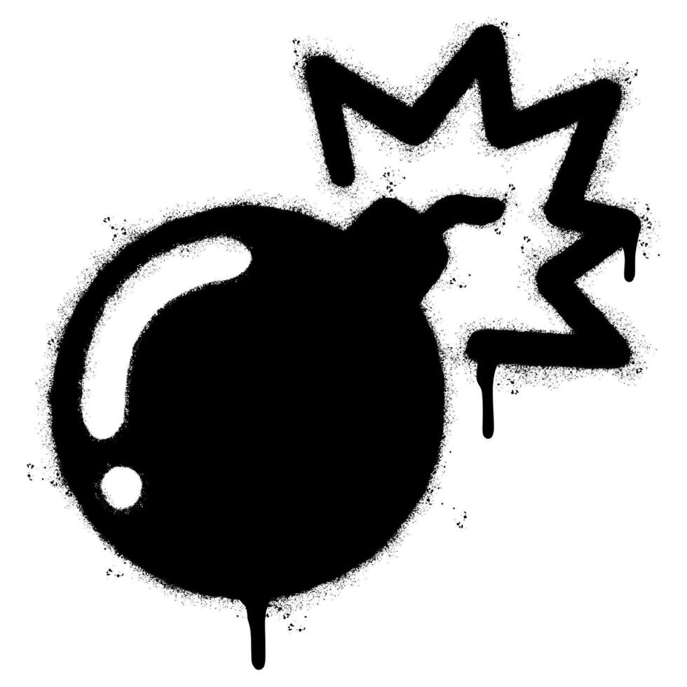 spray målad graffiti bomba ikon sprutas isolerat med en vit bakgrund. graffiti bomba ikon med över spray i svart över vit. vektor