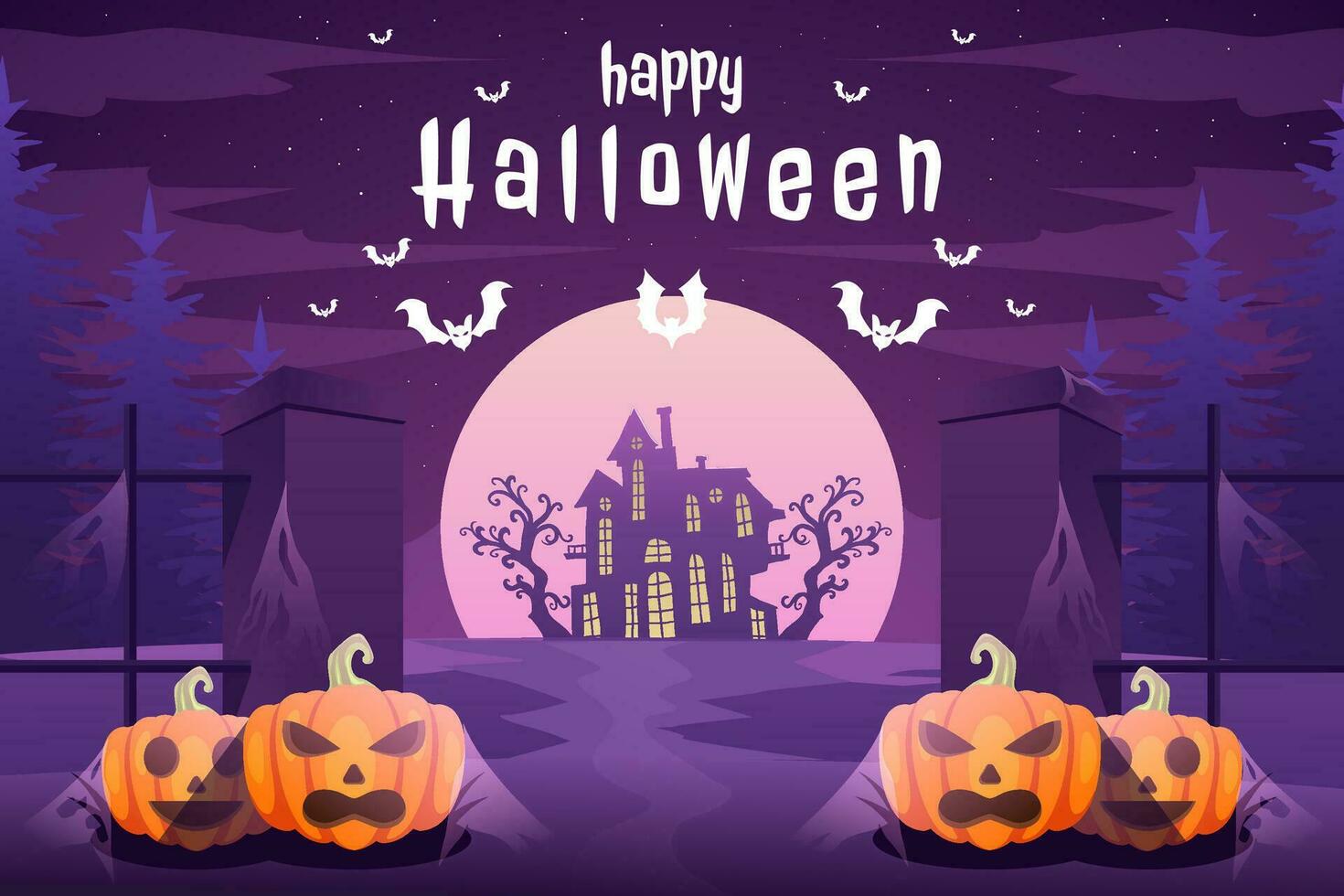 Gradient Vektor glücklich Halloween Hintergrund Illustration