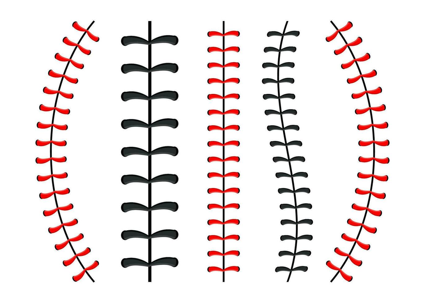 baseboll boll stygn, röd spets söm isolerat på bakgrund. vektor