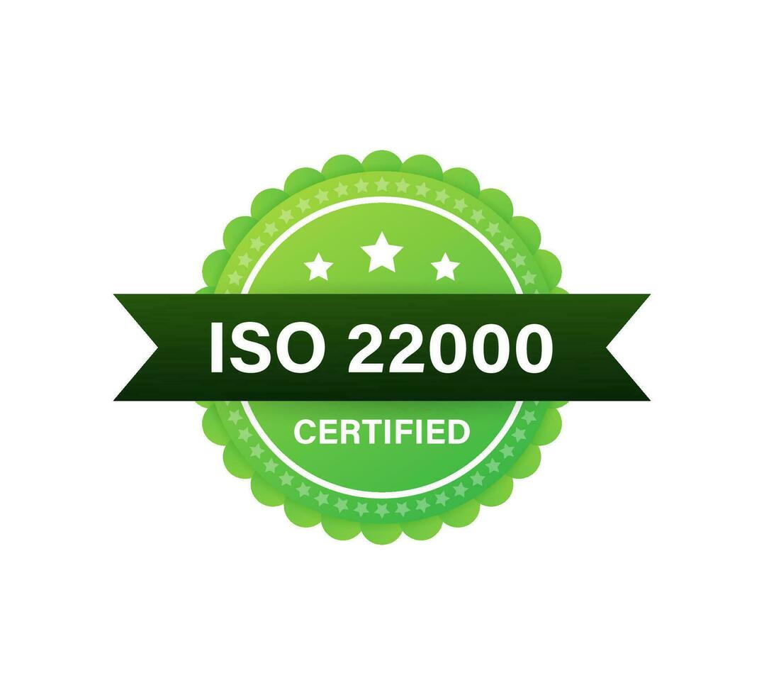 iso 22 000 auktoriserad bricka, ikon. certifiering stämpel. platt design vektor