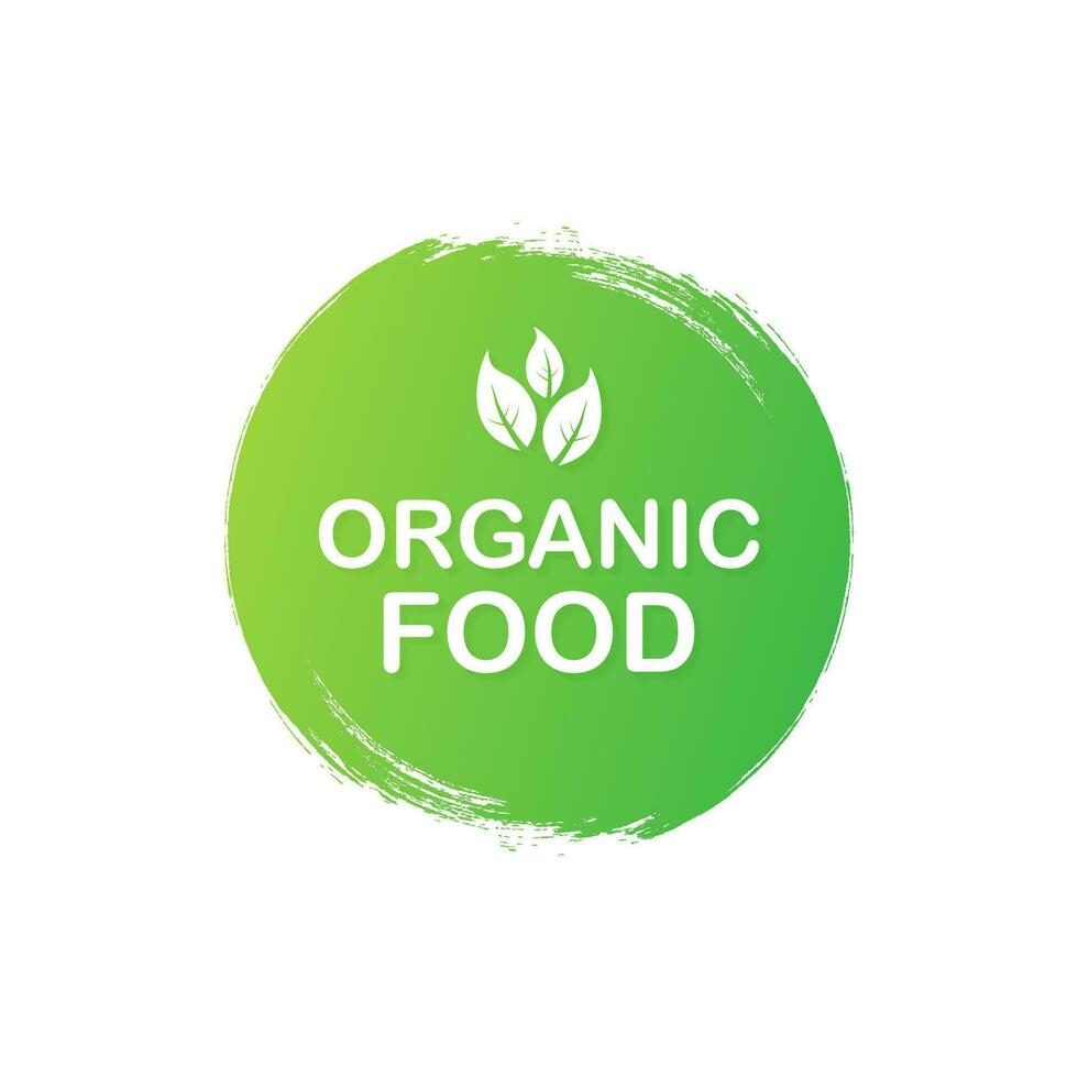 organisch Lebensmittel. gesund Essen Etiketten mit Beschriftung. vegan Essen Aufkleber. organisch Essen Abzeichen. Beschriftung natürlich. Vektor Illustration.