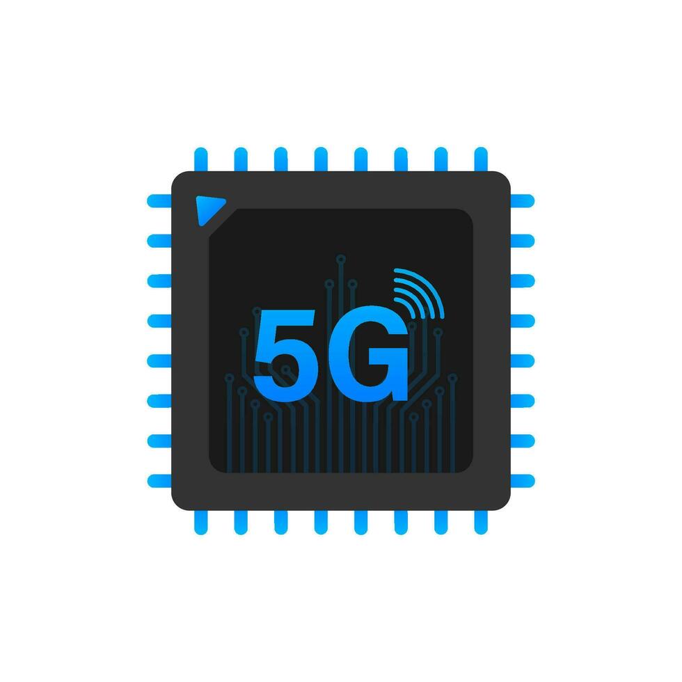 5g esim eingebettet sim Karte Symbol Symbol Konzept. Neu Chip Handy, Mobiltelefon zellular Kommunikation Technologie. Vektor Lager Illustration