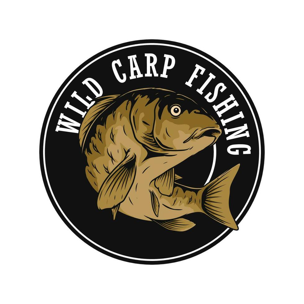 vild karp fiske logotyp mall vektor