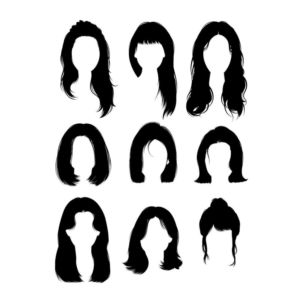 uppsättning av kvinna frisyrer för grafisk Resurser. vektor eps 10