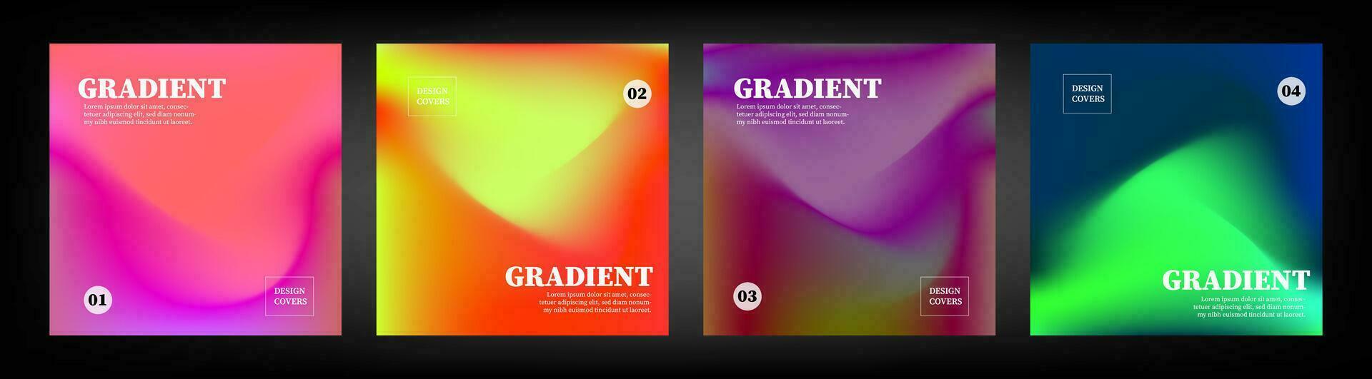 uppsättning omslag designmallar med levande gradient bakgrund. trendig modern design. gäller för plakat, banderoller, flygblad, presentationer, omslag och rapporter. vektor illustration.