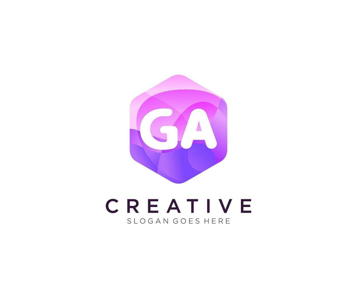 ga Initiale Logo mit bunt Hexagon modern Geschäft Alphabet Logo Vorlage Vektor. vektor