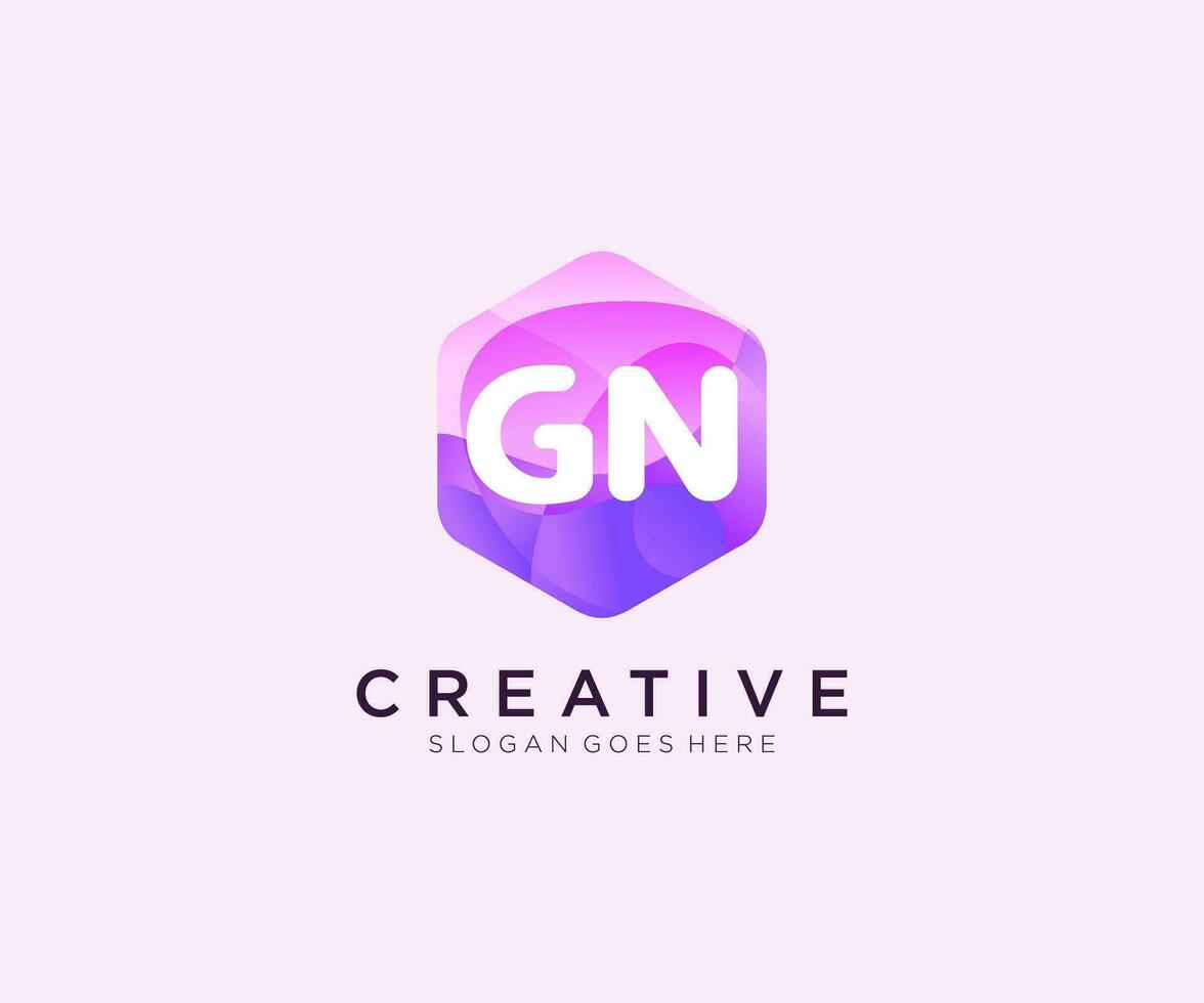 gn Initiale Logo mit bunt Hexagon modern Geschäft Alphabet Logo Vorlage Vektor. vektor