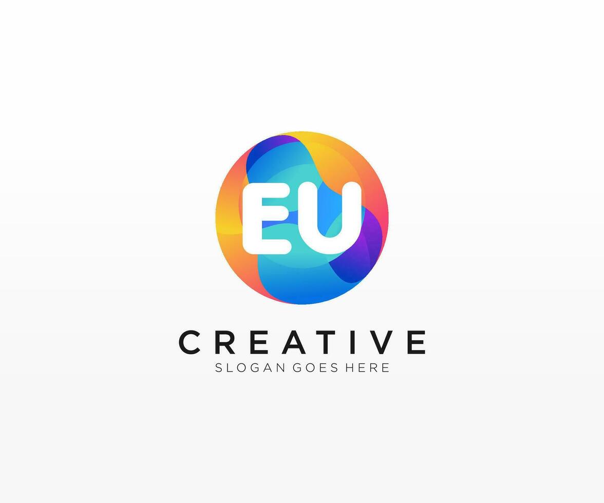 EU Initiale Logo mit bunt Kreis Vorlage Vektor. vektor