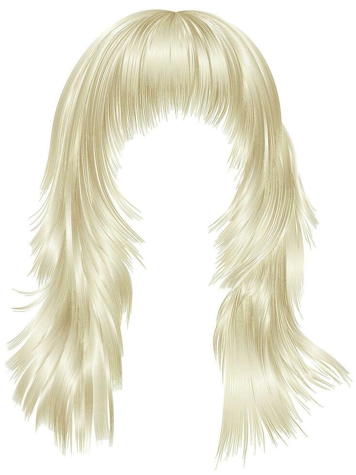 trendig kvinna lång hårstrån blond färger . skönhet mode . realistisk 3d vektor