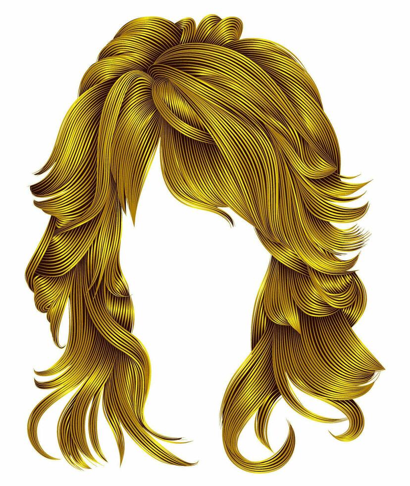 trendig kvinna lång hårstrån ljus gul färger .skönhet mode . realistisk 3d vektor