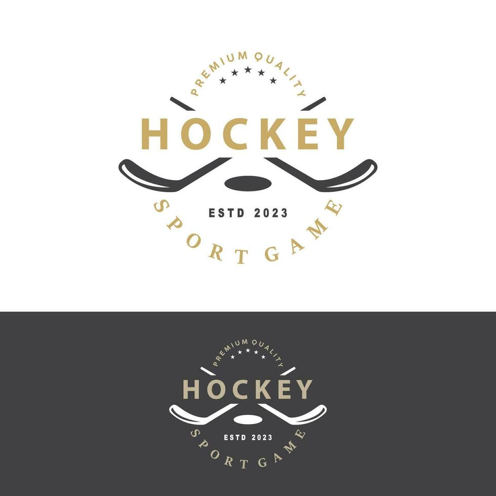 hockey logotyp design, sporter spel symbol mall vektor