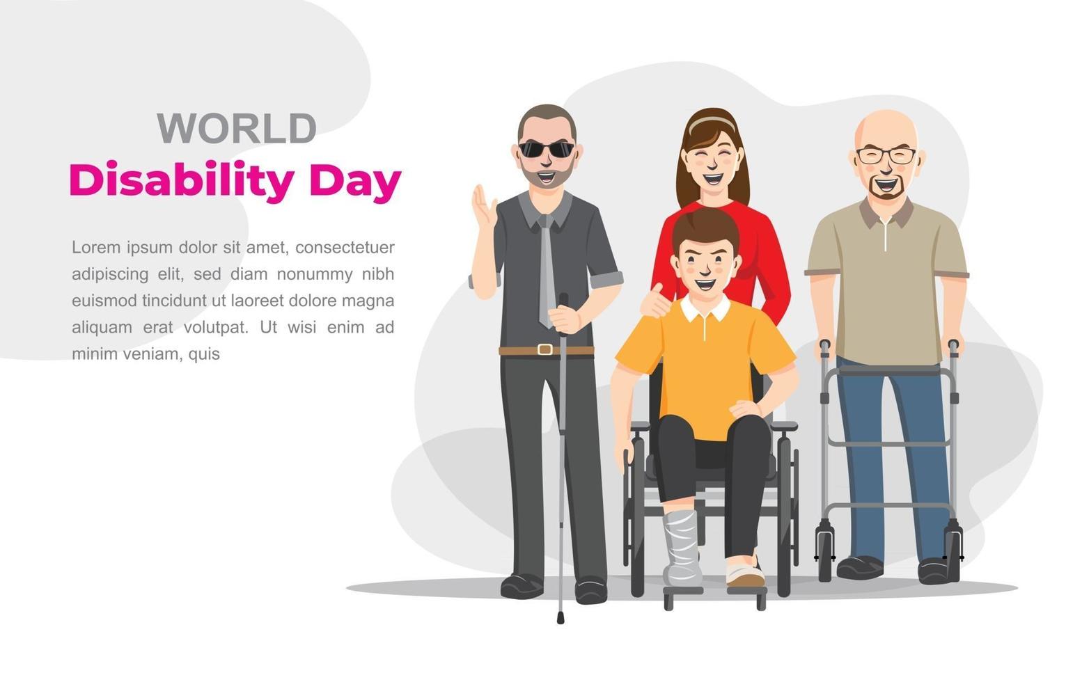 världshandikappdag, handikappade. vektor illustration
