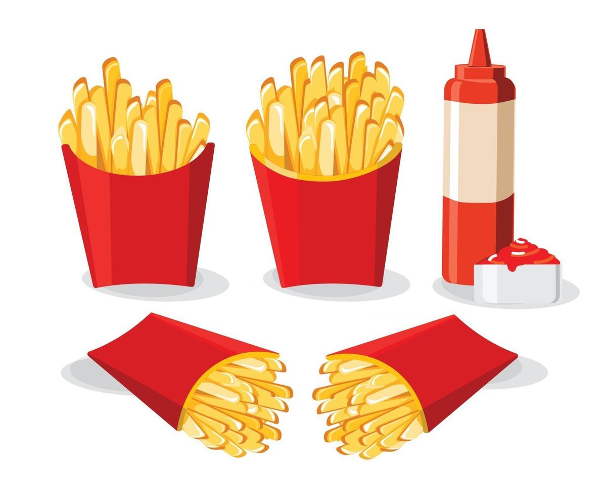 pommes frites i röd lådaillustration vektor
