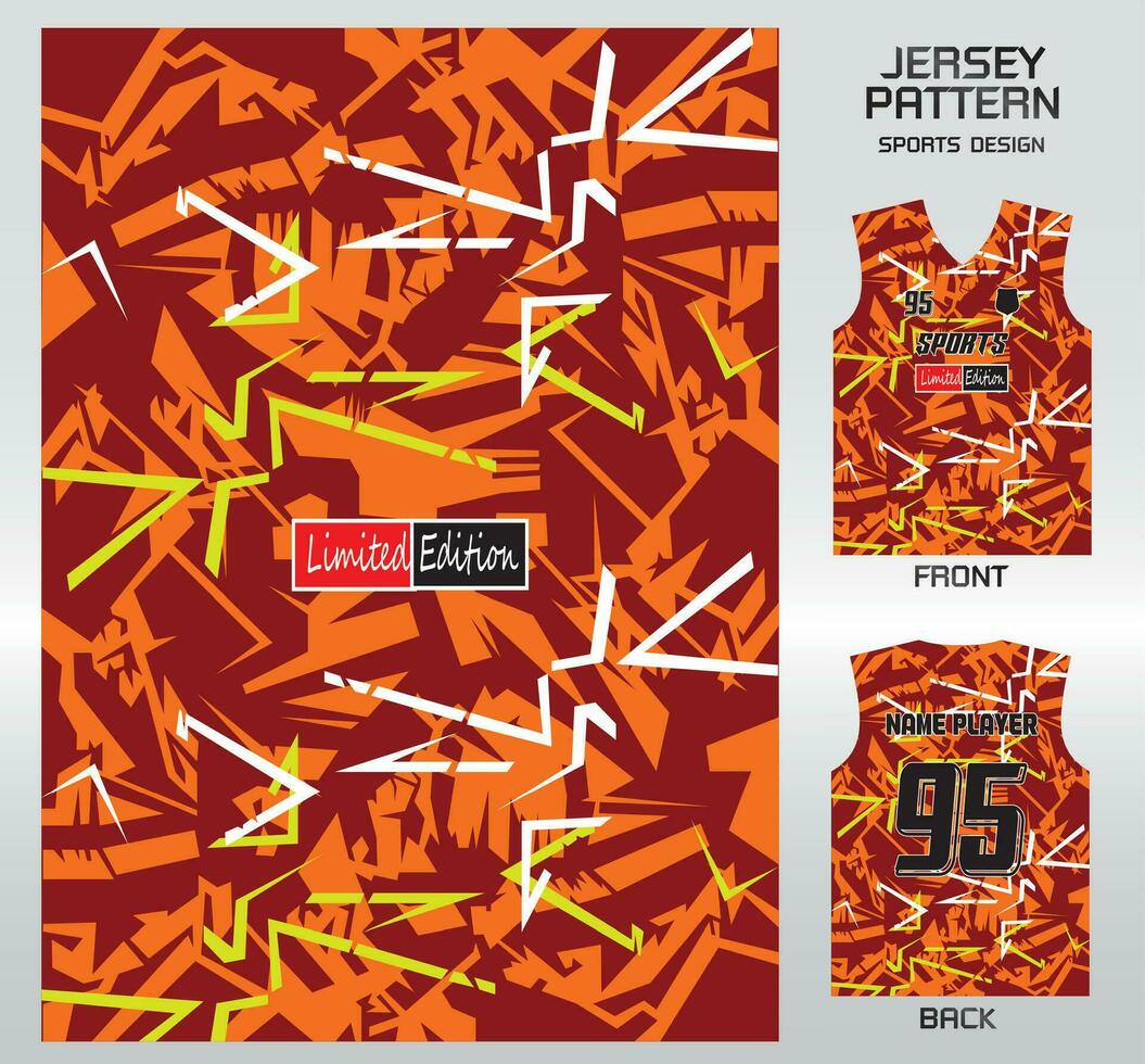 Muster Vektor Sport Hemd Hintergrund Bild.Boden geknackt tief Orange rot Muster Design, Illustration, Textil- Hintergrund zum Sport T-Shirt, Fußball Jersey Hemd