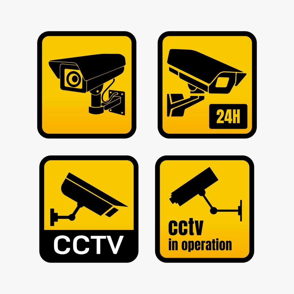 kostenlos Vektor modern cctv Zeichen Sammlung mit eben Design