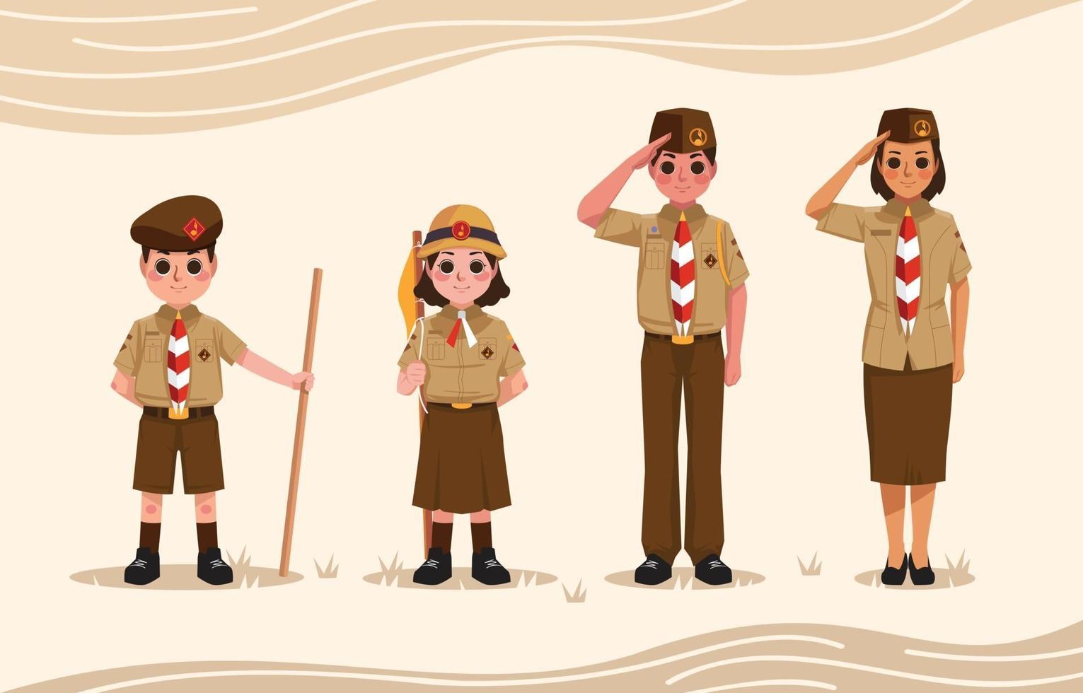 Pramuka Boyscout Charaktere Konzept characters vektor