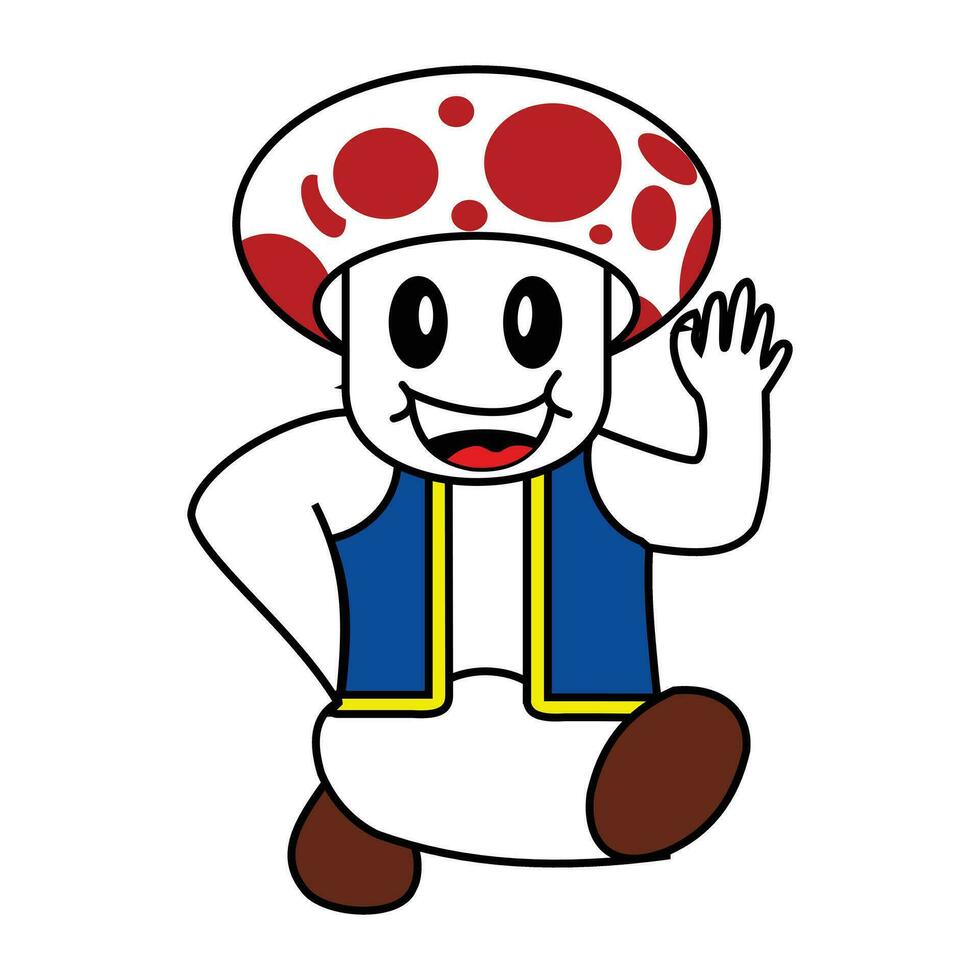 Pilz Karikatur Charakter auf Weiß Hintergrund. Pilz komisch Charakter kawaii Symbol Bild Vektor Illustration Design