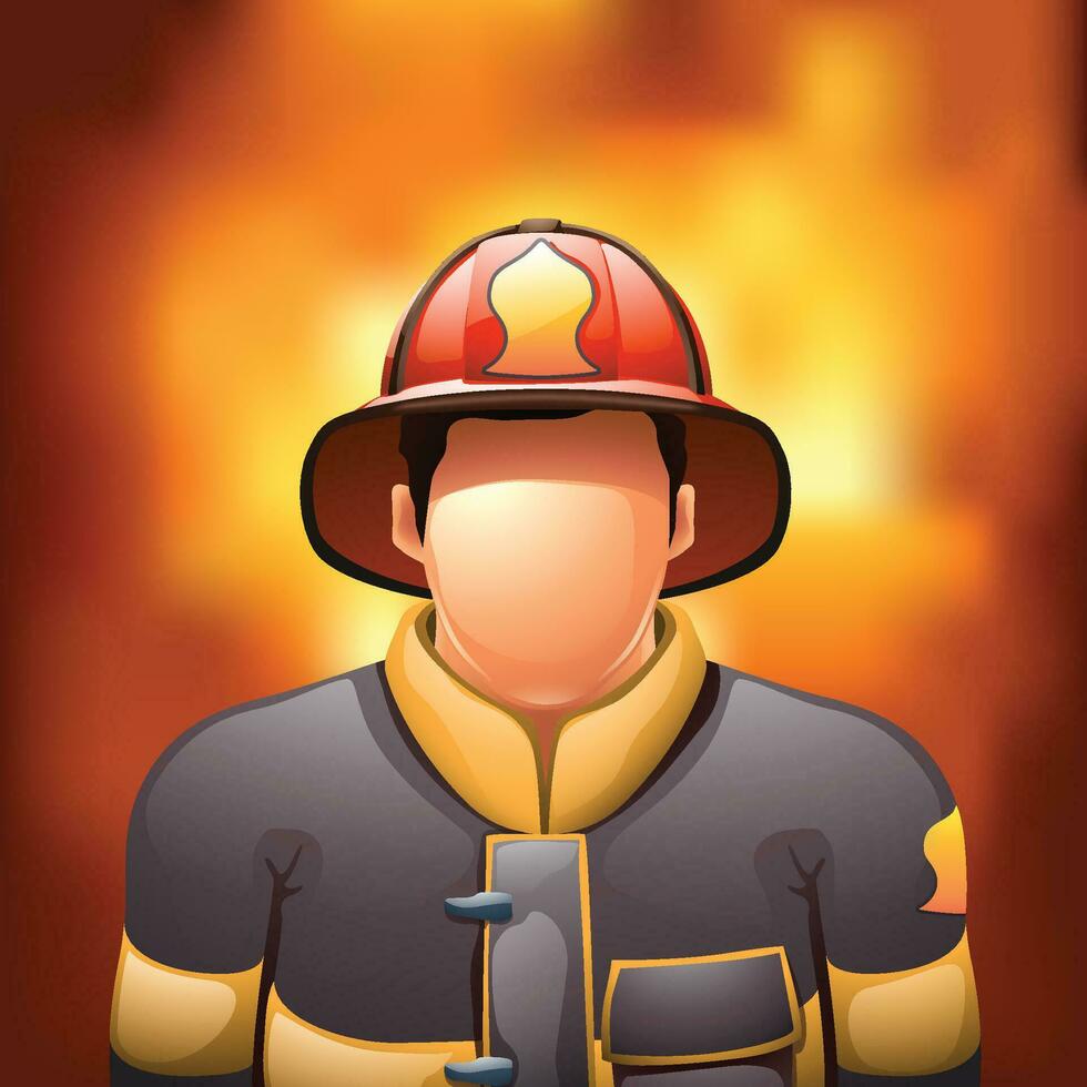 Feuerwehrmann mit Feuer vektor