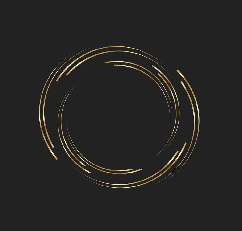 abstrakt gyllene linjer i cirkelform, designelement logotyp lyx vektor