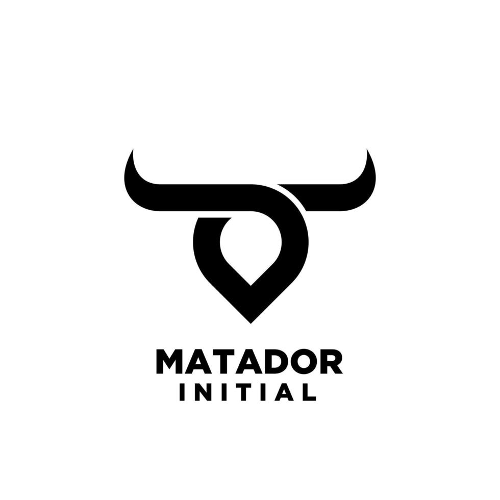 matador bull horn head abstrakt svart logo ikon design vektor