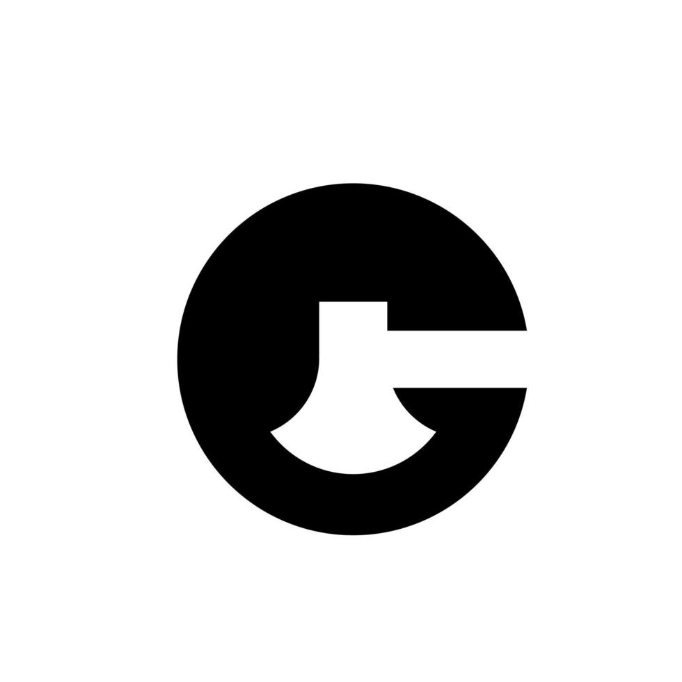 versal gc med yxa initial svart logotyp koncept vektor