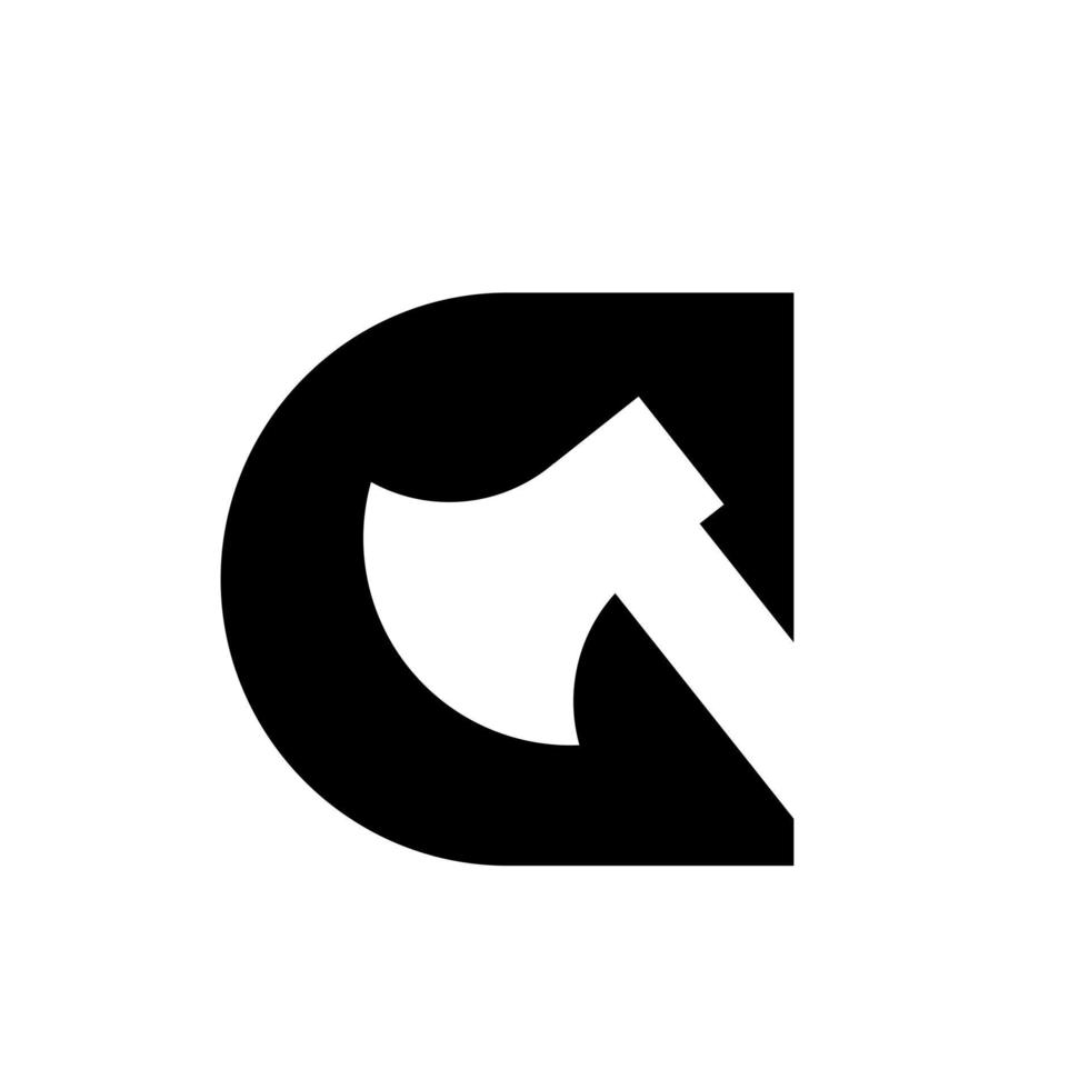 versal gc med yxa initial svart logotyp vektor