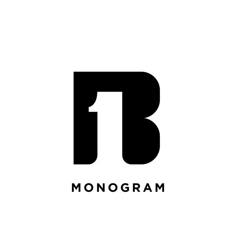 monogram versaler b en 1 första vektor svart logo design