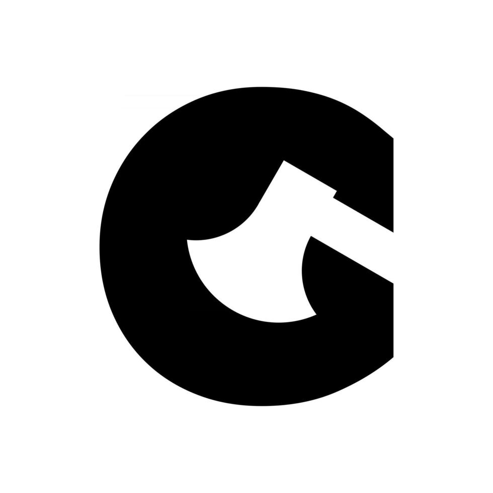 Großbuchstabe gc mit Axtinitiale schwarzes Logo vektor