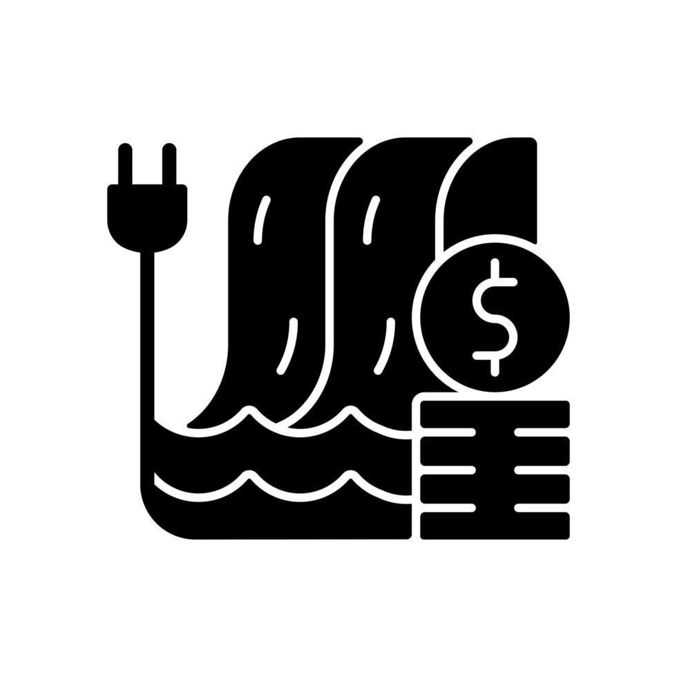 Wasserkraftpreise schwarzes Glyphensymbol vektor