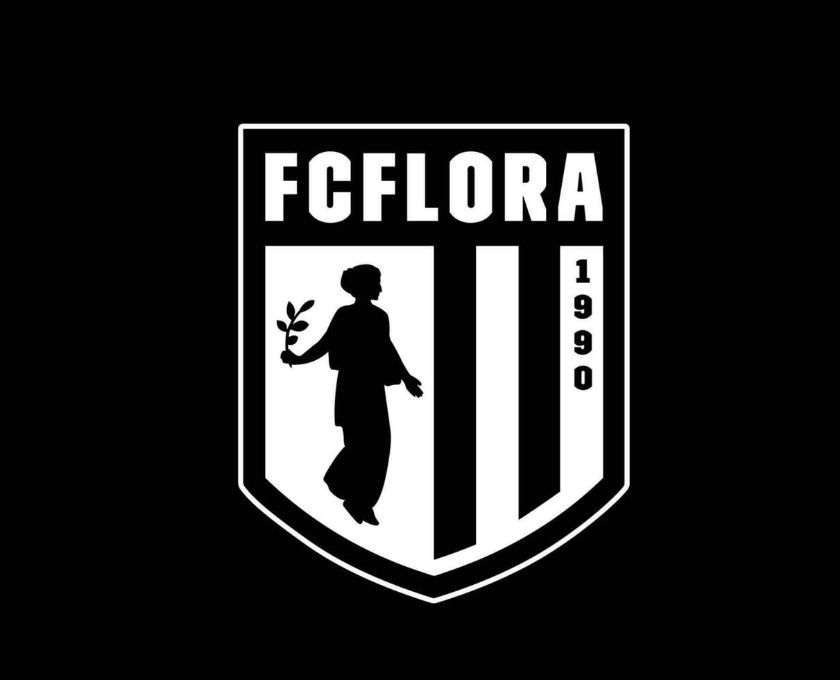 flora tallinn klubb symbol logotyp vit estland liga fotboll abstrakt design vektor illustration med svart bakgrund