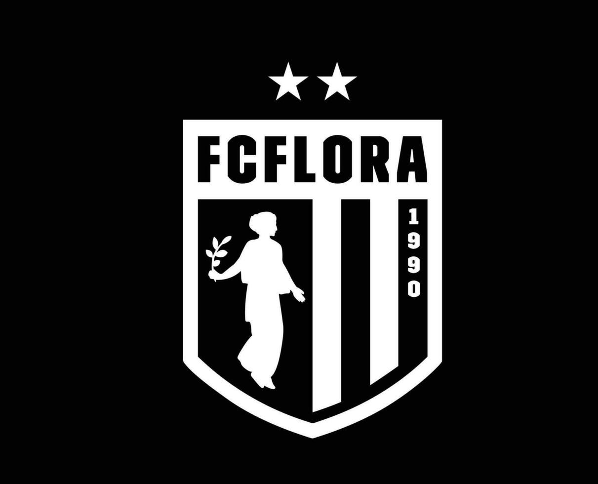 flora tallinn symbol klubb logotyp vit estland liga fotboll abstrakt design vektor illustration med svart bakgrund