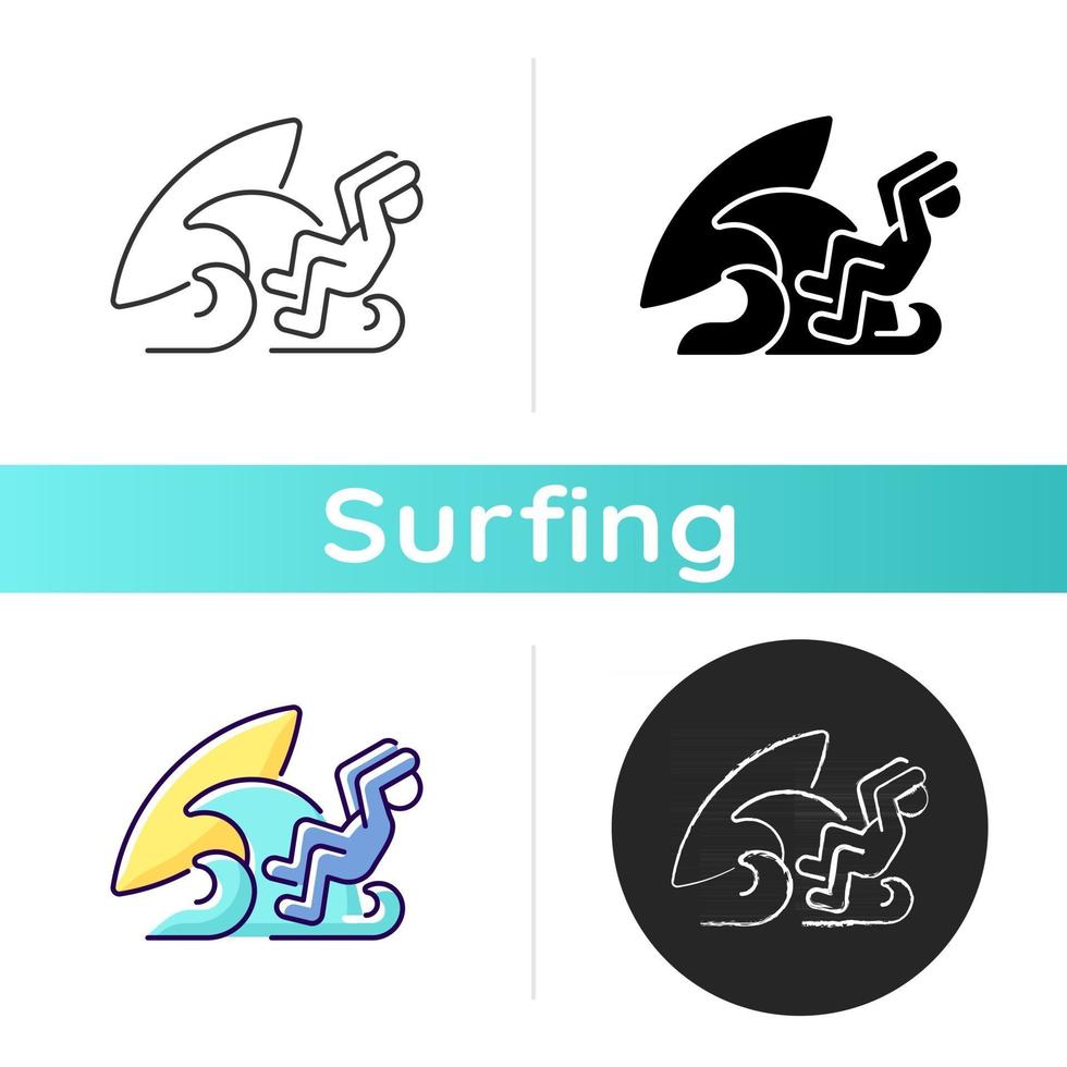 Schutz des Kopfes beim Sturz vom Surfbrett-Symbol vektor
