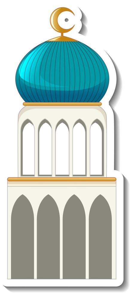 eine Aufklebervorlage mit Moscheegebäude isoliert vektor