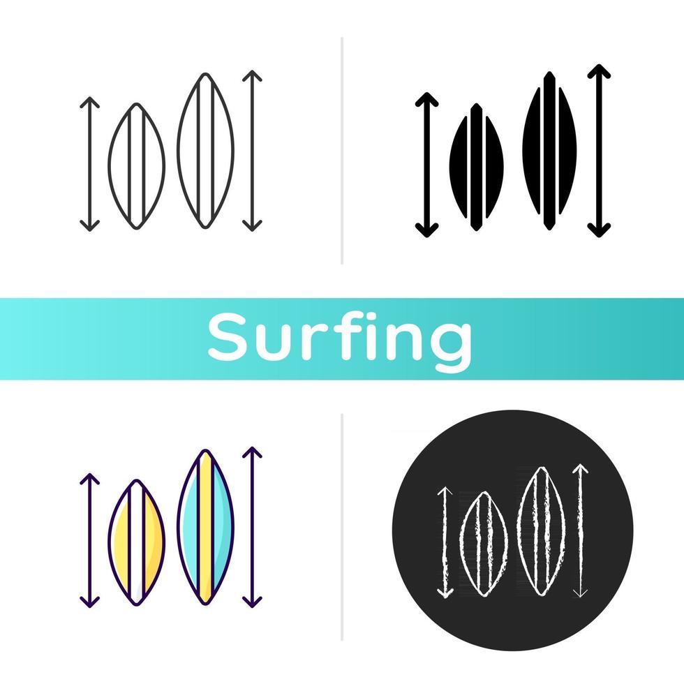 väljer surfbrädans storlek ikon vektor