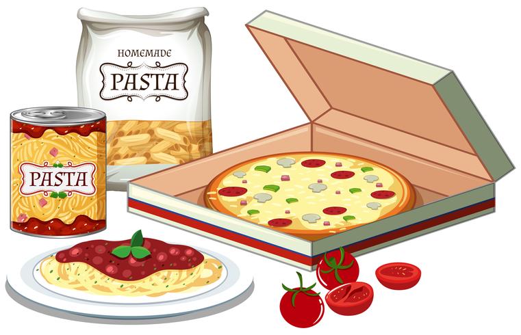 Pizza och pasta scen vektor