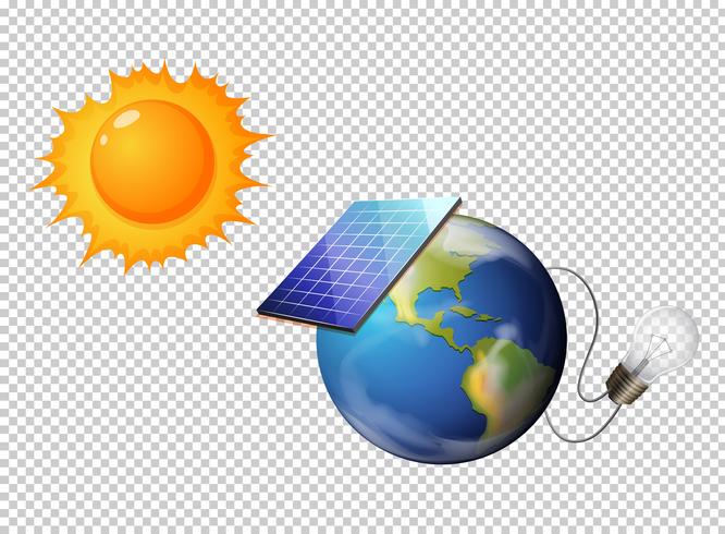 Diagram som visar sol och solcell på jorden vektor