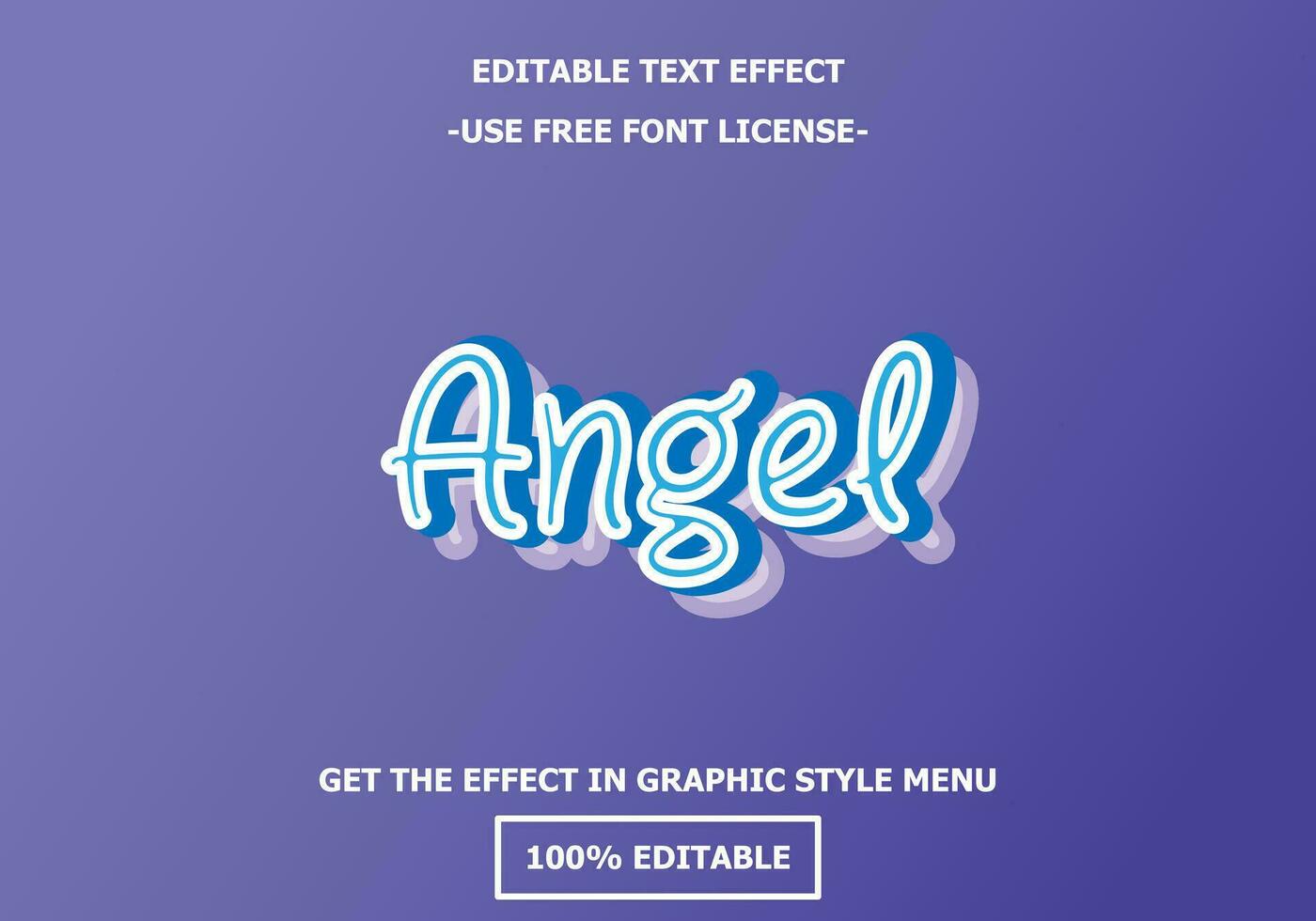 ängel 3d redigerbar text effekt mall. stil premie fri font licens vektor