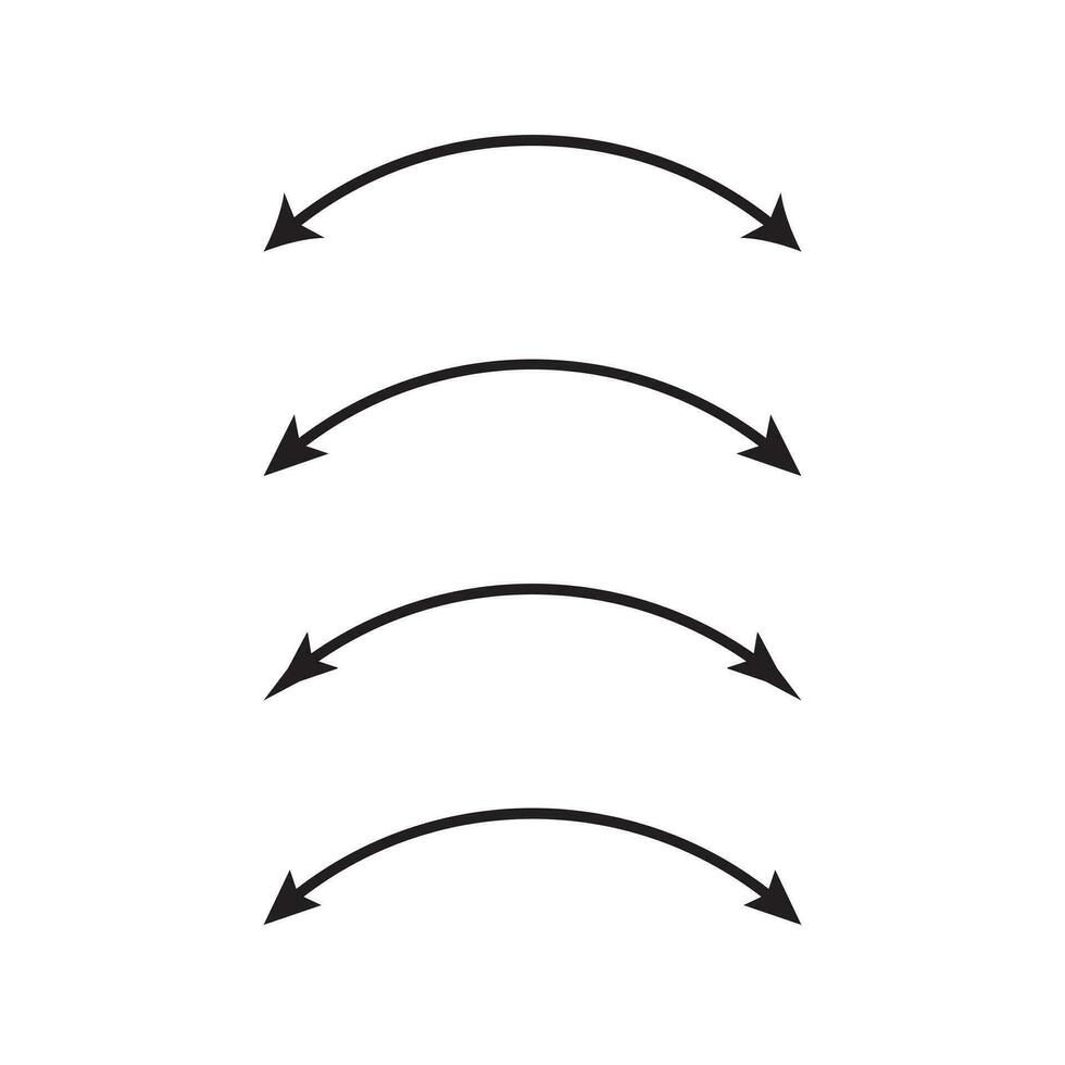 halbkreisförmig gebogen dünn lange doppelt beendet Pfeil. Dual halb Kreis Pfeil. Vektor Illustration.