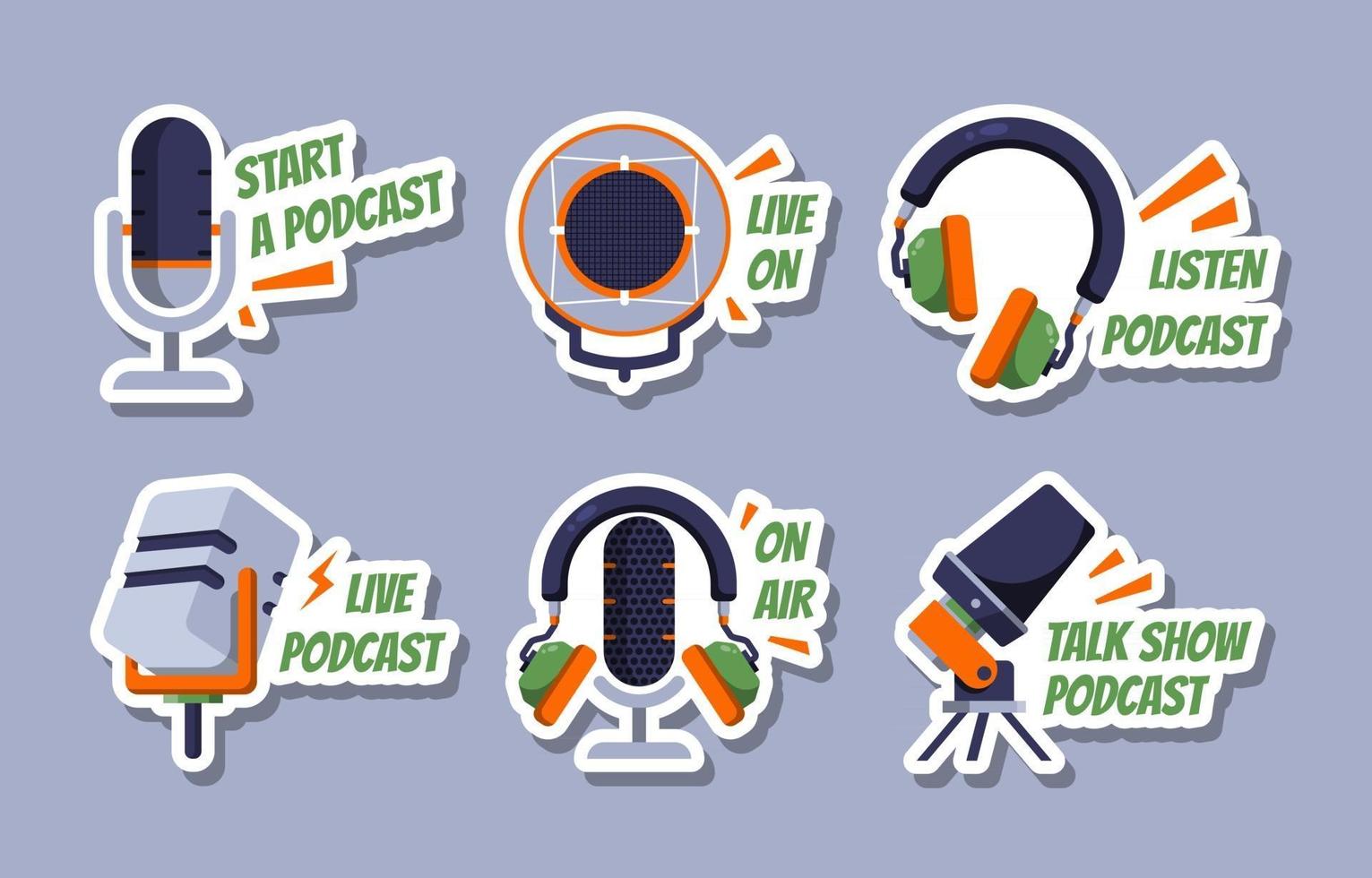 Stickersammlung für die Podcast-Tagesfeier vektor