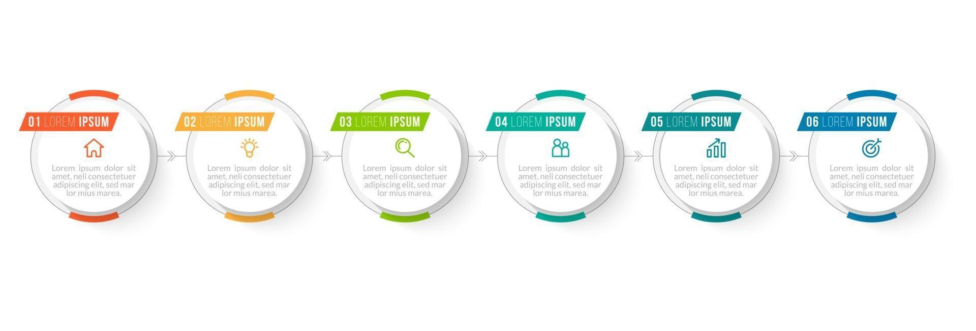 Timeline-Infografik mit Symbolen vektor