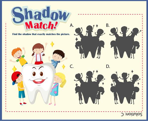 Spielvorlage mit passenden Kindern und Zahn vektor