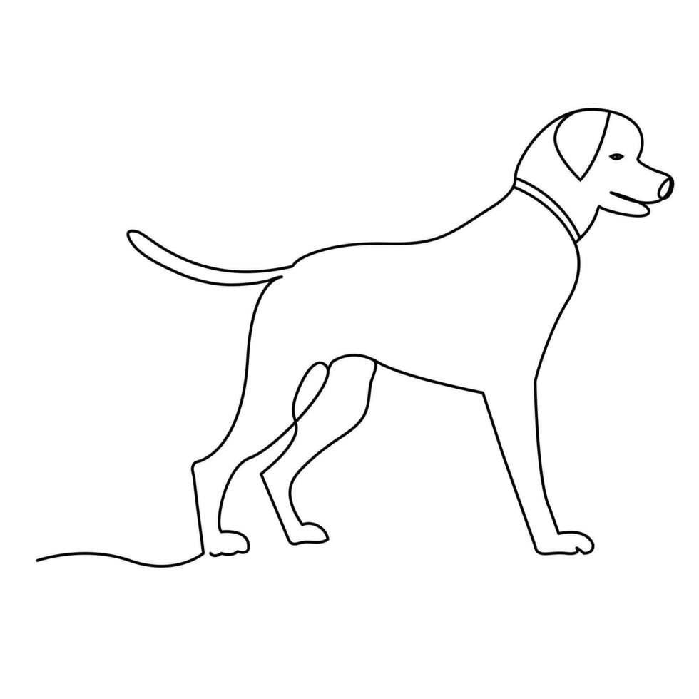 kontinuerlig ett linje hund sällskapsdjur översikt vektor konst teckning