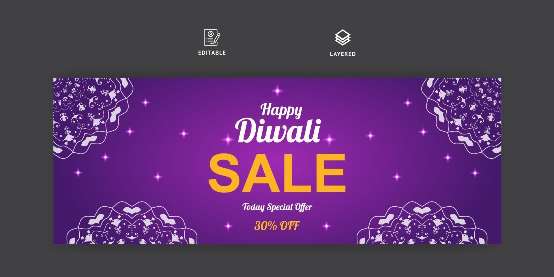 diwali försäljning sociala medier banner och facebook täcka mall vektor