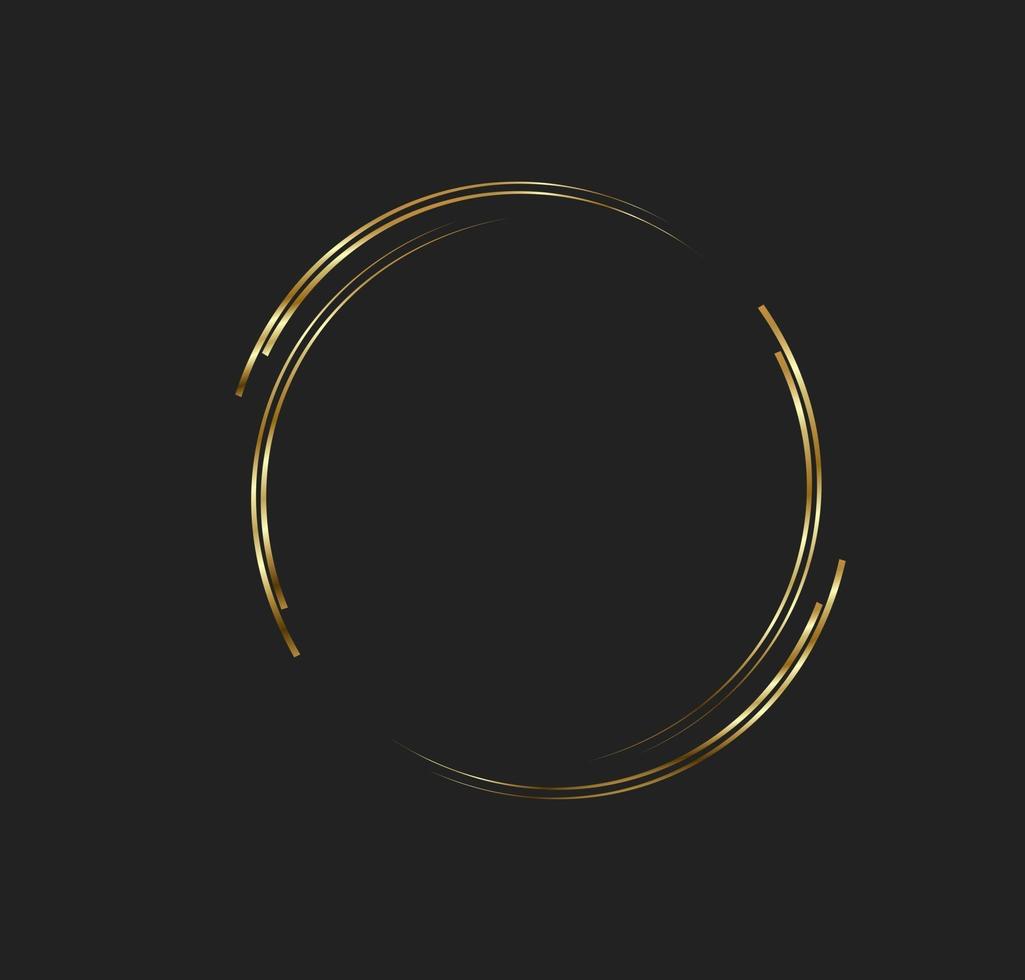 abstrakt gyllene linjer i cirkelform, designelement logotyp lyx vektor