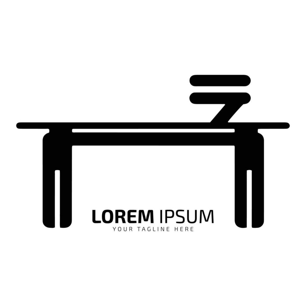 minimal och abstrakt logotyp av tabell vektor skrivbord ikon dator tabell silhuett isolerat mall design på bärbar dator