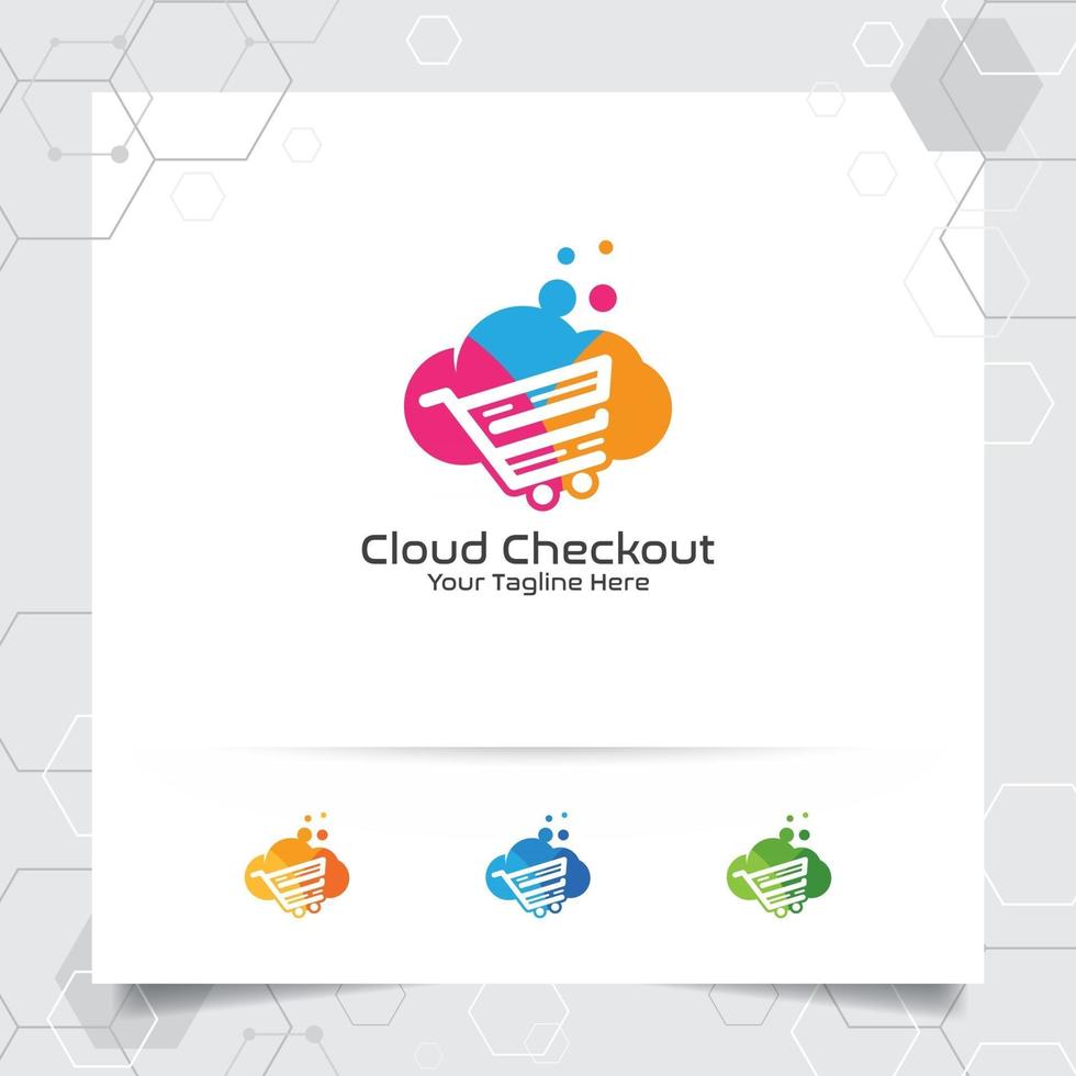 buntes Cloud-Logo-Vektor-Design-Konzept der Online-Shop-Illustration vektor